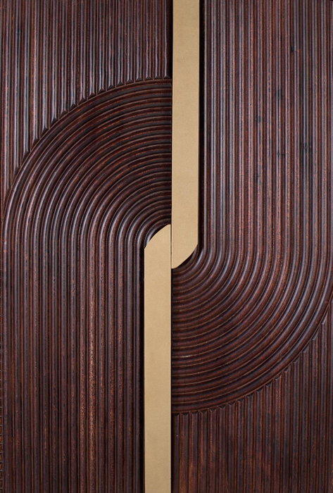 GINER Y COLOMER Mueble bar de madera de mango y metal color Cerezo